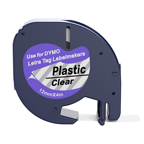 Dymo 12267 fita de rotulagem compatível preto sobre transparente 12mm