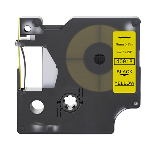 Dymo 40918 fita de rotulagem compatível preto sobre amarelo 9mm