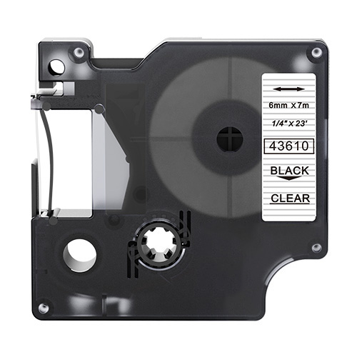 Dymo 43610 fita de rotulagem compatível preto sobre transparente 6mm