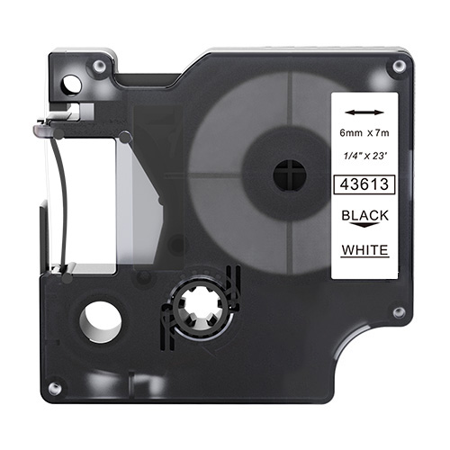 Dymo 43613 fita de rotulagem compatível preto sobre branco 6mm