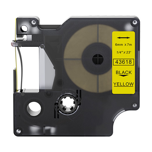 Dymo 43618 fita de rotulagem compatível preto sobre amarelo 6mm