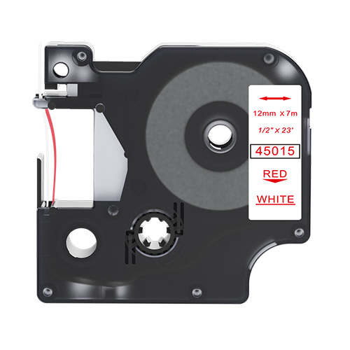 Dymo 45015 fita de rotulagem compatível vermelho  op branco 12mm