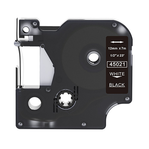 Dymo 45021 fita de rotulagem compatível branco sobre preto 12mm