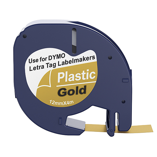 Dymo 91207 fita de rotulagem compatível preto sobre dourado 12mm