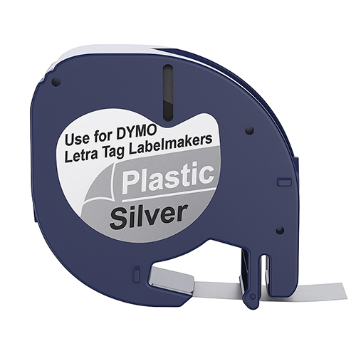 Dymo 91208 fita de rotulagem compatível preto sobre prateado 12mm