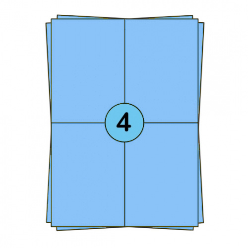 A4 folhas de etiquetas 104 x 148 mm,, azul, 400 etiquetas