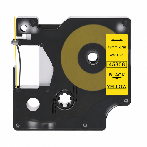 Dymo 45808 fita de rotulagem compatível preto sobre amarelo 19mm
