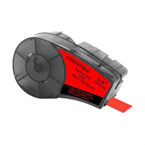 Brady M21-750-595-RD fita de rotulagem compatível preto sobre vermelho 19,1mm