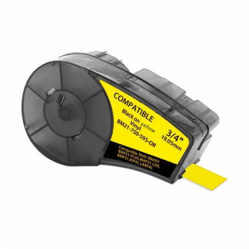 Brady M21-750-595-YL fita de rotulagem compatível preto sobre amarelo 19,1mm