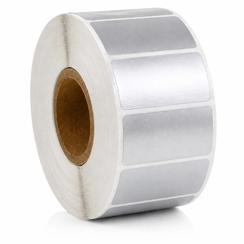 Etiquetas térmicas, prateado, 51 x 25mm, plástico, 2580 etiquetas, transferência térmica